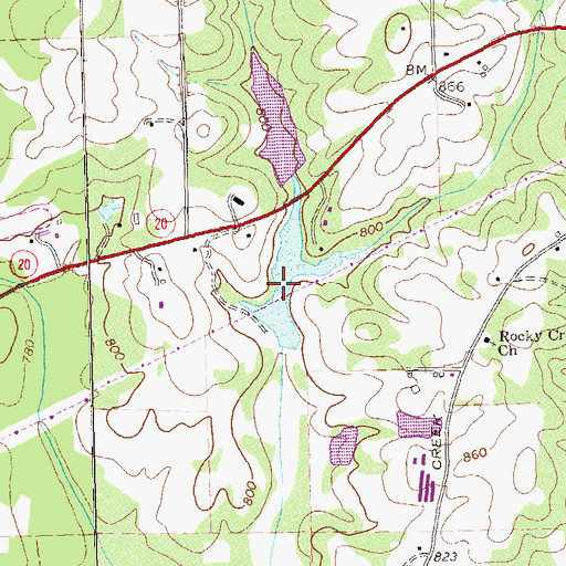 Topographic Map of Fausel Lake, GA