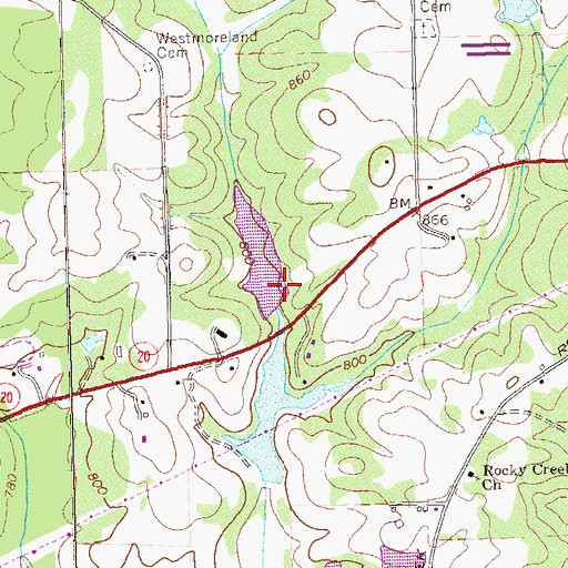 Topographic Map of Belk-Elrod Lake Dam, GA