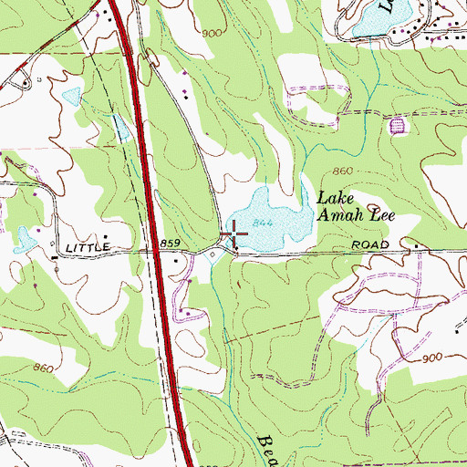 Topographic Map of Lake Amah Lee Dam, GA