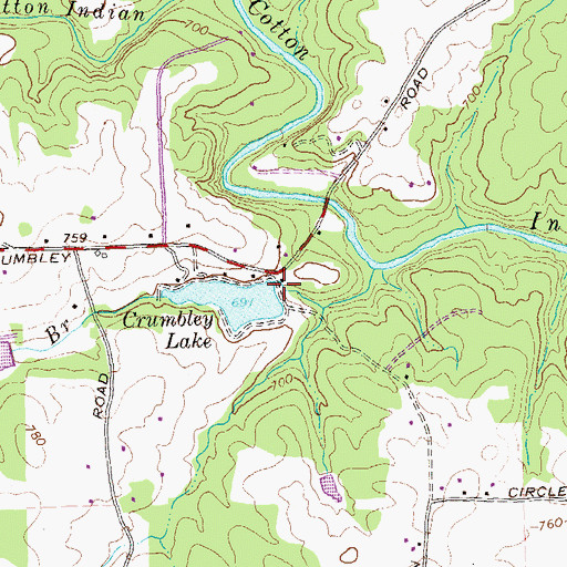 Topographic Map of Crumbley Lake Dam, GA