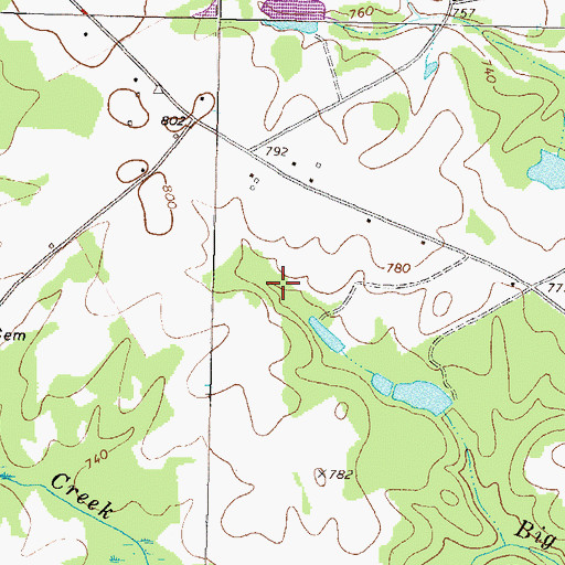 Topographic Map of Adcock Lake, GA