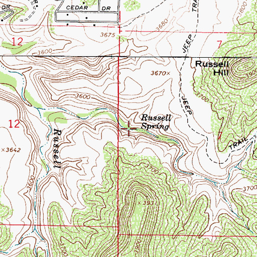 Topographic Map of Russell Spring, AZ