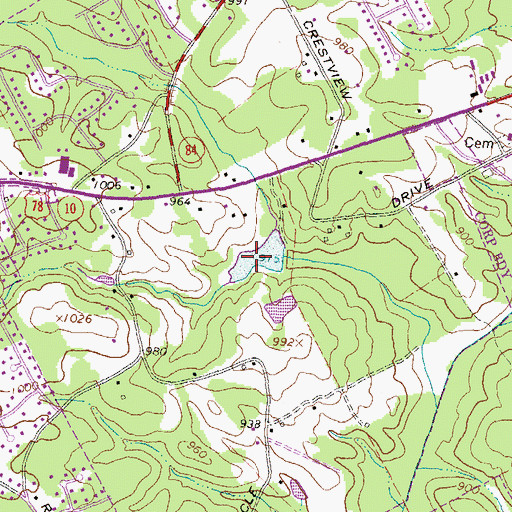 Topographic Map of Amatriain Lake, GA