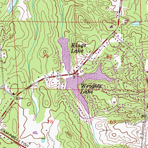 Topographic Map of Wrights Lake Dam, GA