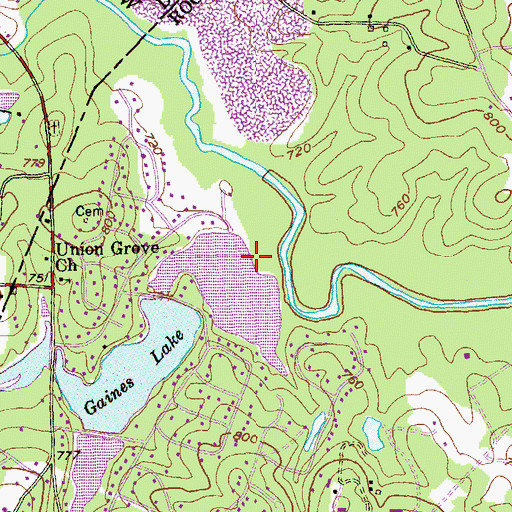 Topographic Map of Lower Lake Capri Dam, GA