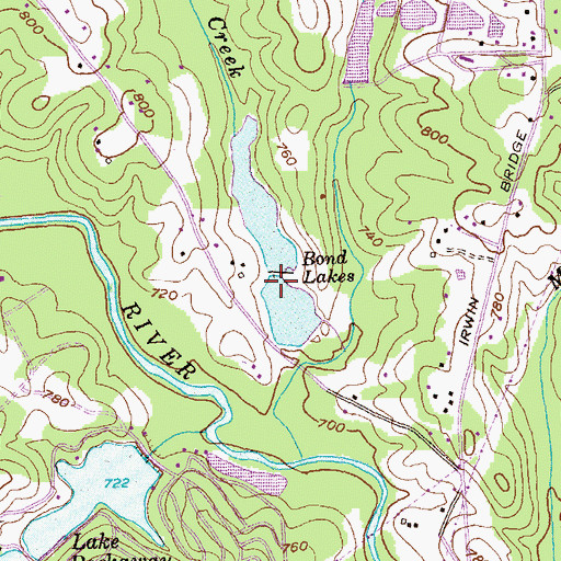Topographic Map of Bond Lake Dam, GA