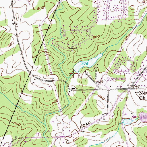 Topographic Map of Hurst Lake Dam, GA