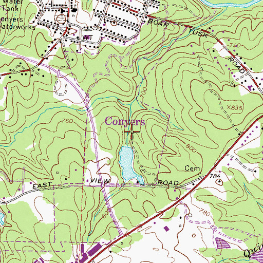 Topographic Map of East View Lake Dam, GA