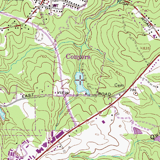 Topographic Map of East View Lake, GA
