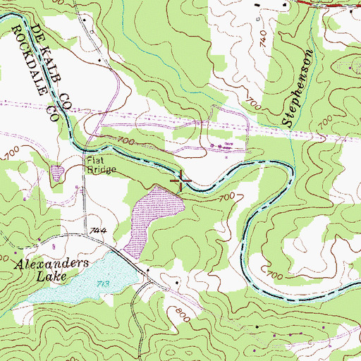 Topographic Map of Lower Alexander Lake Dam, GA