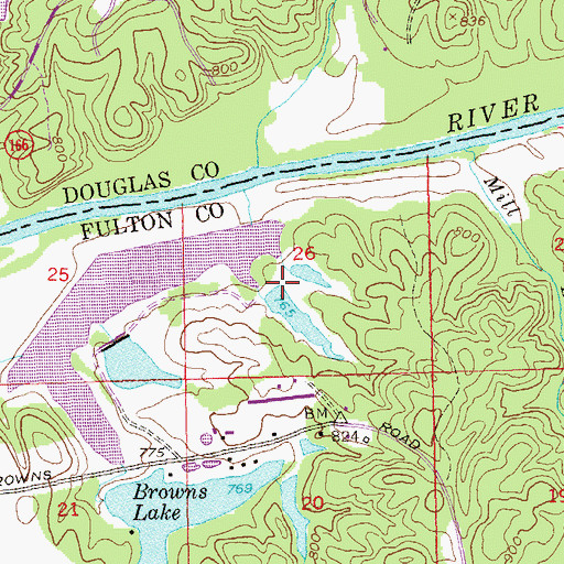 Topographic Map of Small Browns Lake Dam, GA