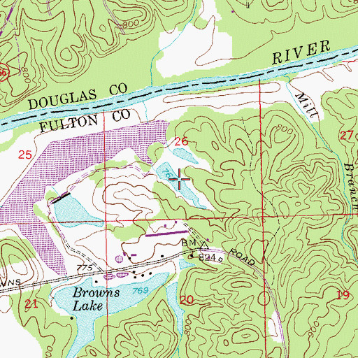 Topographic Map of Small Browns Lake, GA
