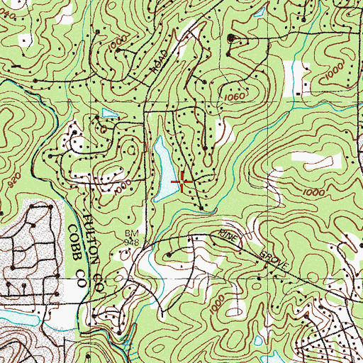 Topographic Map of Pine Grove Road Lake Dam, GA