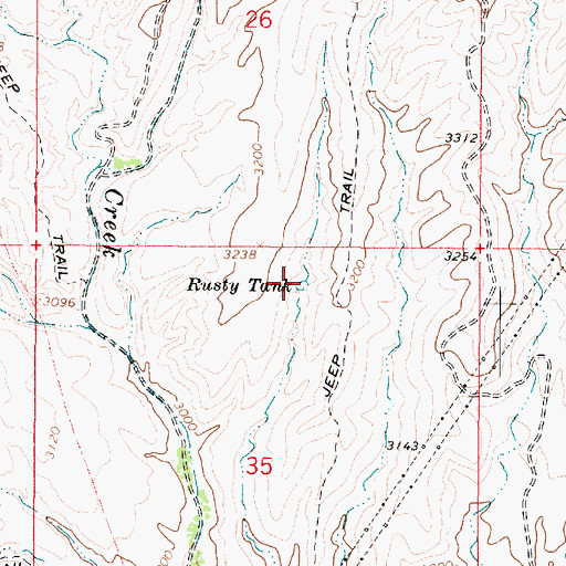 Topographic Map of Rusty Tank, AZ