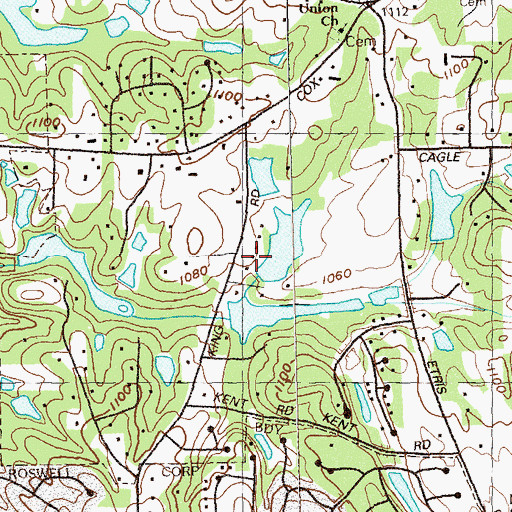 Topographic Map of Kings Road Lake Dam, GA