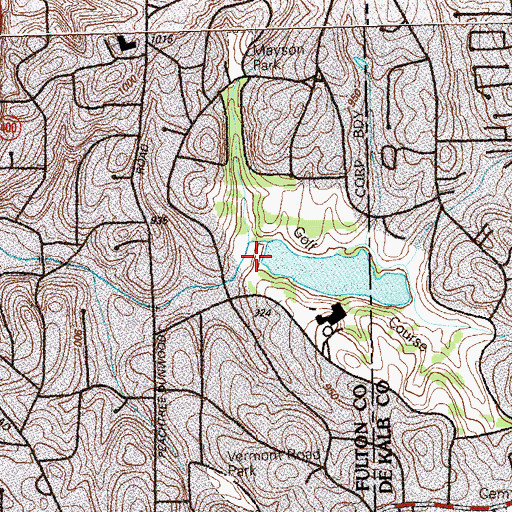 Topographic Map of Capital City Country Club Lake Dam, GA