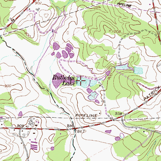 Topographic Map of Rutledge Lake Dam, GA