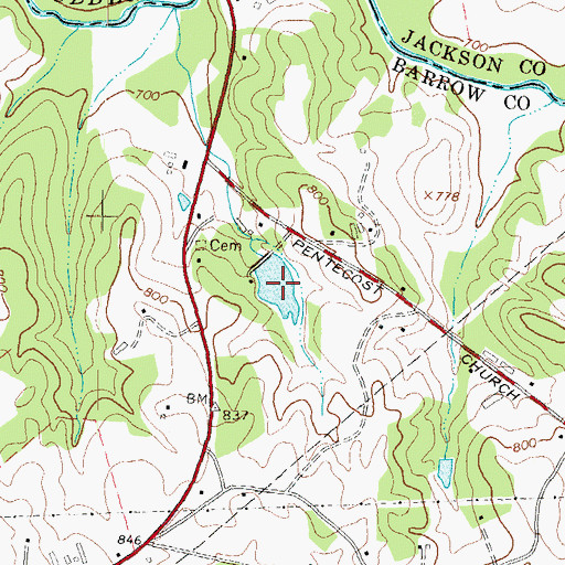Topographic Map of Lesters Lake, GA