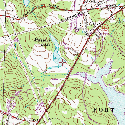 Topographic Map of Masseys Lake Dam, GA