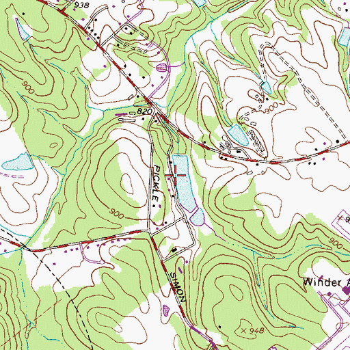 Topographic Map of Lower Twin Lake Dam, GA