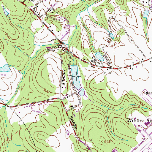 Topographic Map of Lower Twin Lake, GA