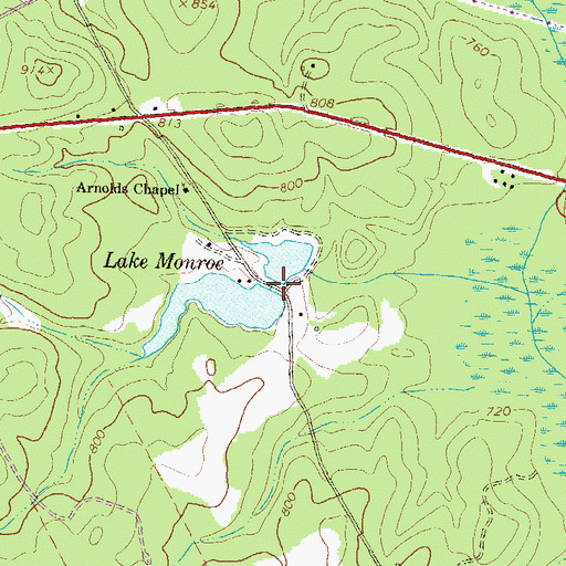 Topographic Map of Lake Monroe Dam, GA