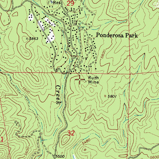 Topographic Map of Ruth Mine, AZ