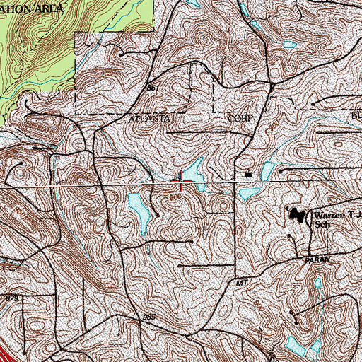 Topographic Map of Elarbee Lake Dam, GA