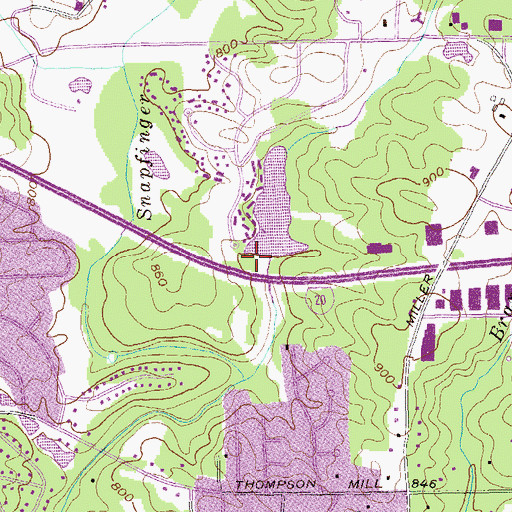 Topographic Map of Walden Lake Dam, GA