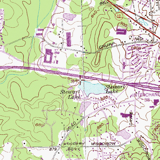 Topographic Map of Stewart Lake Dam, GA