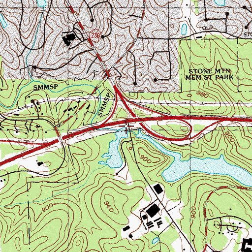 Topographic Map of Stone Mountain Park Dam-North Dam, GA