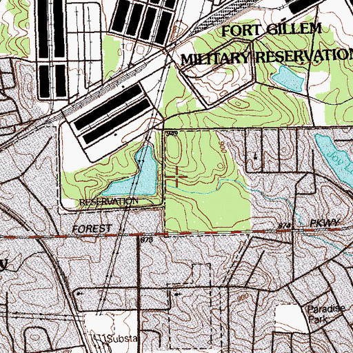 Topographic Map of Marchman Lake Dam, GA