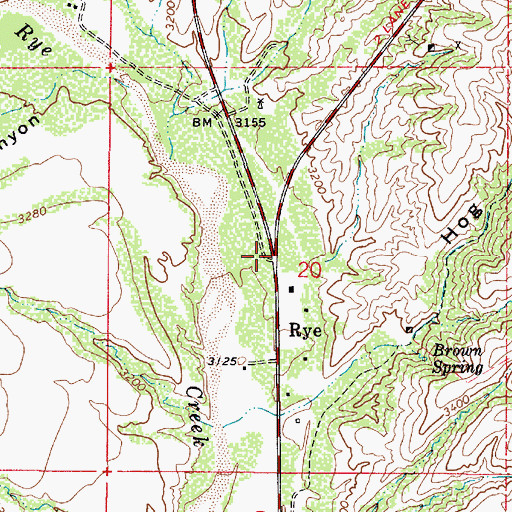 Topographic Map of Rye, AZ
