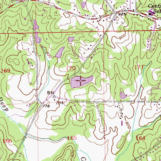 Topographic Map of Demooney Lake, GA