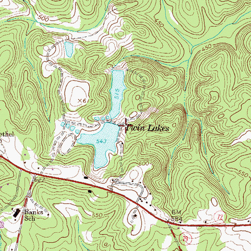 Topographic Map of Twin Lake South Dam, GA