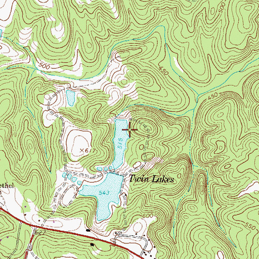 Topographic Map of Twin Lake North Dam, GA