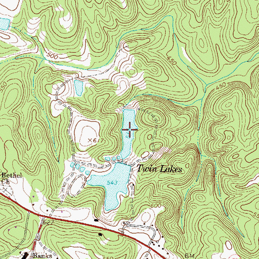 Topographic Map of Twin Lake North, GA