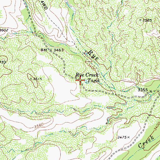 Topographic Map of Rye Creek Tank, AZ