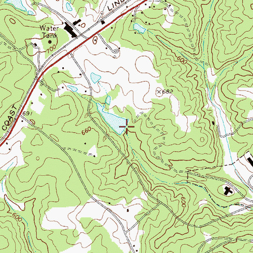 Topographic Map of Coggins Lake Dam, GA