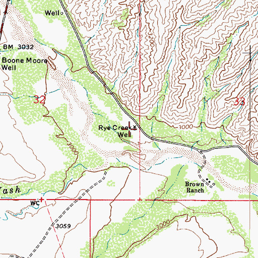 Topographic Map of Rye Creek Well, AZ