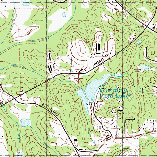 Topographic Map of Cumming Twin Lake Number One Dam, GA