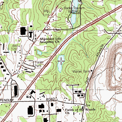 Topographic Map of Johnsen Lake, GA