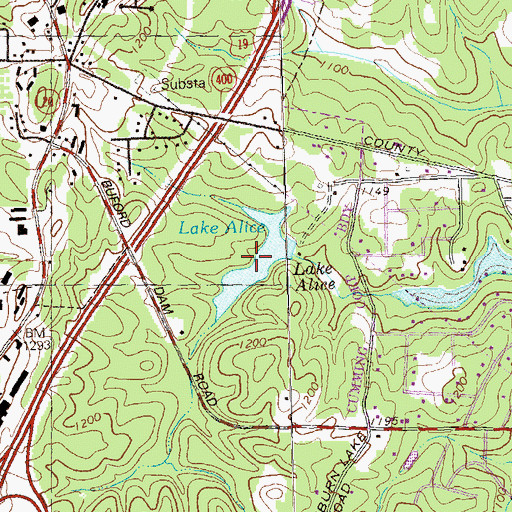 Topographic Map of Lake Alice, GA