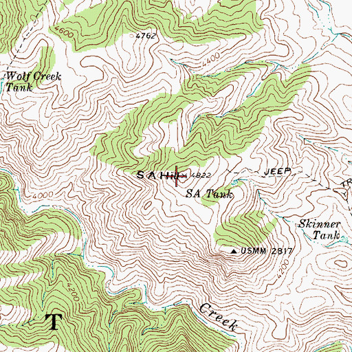 Topographic Map of S A Hill, AZ
