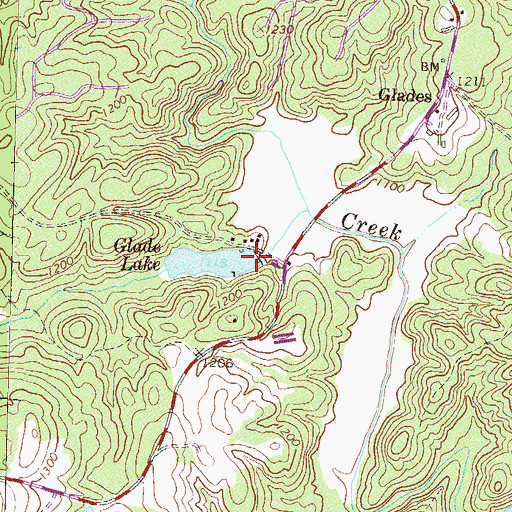 Topographic Map of Glade Lake Dam, GA