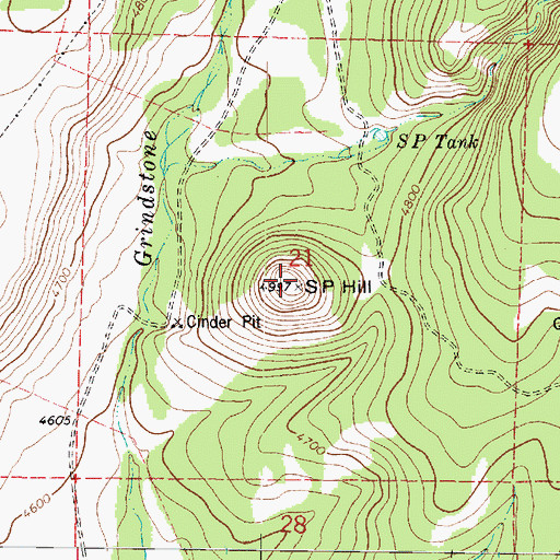 Topographic Map of S P Hill, AZ