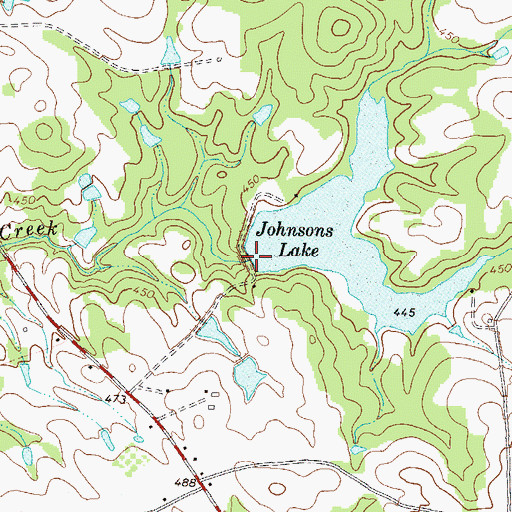 Topographic Map of Johnsons Lake Dam, GA