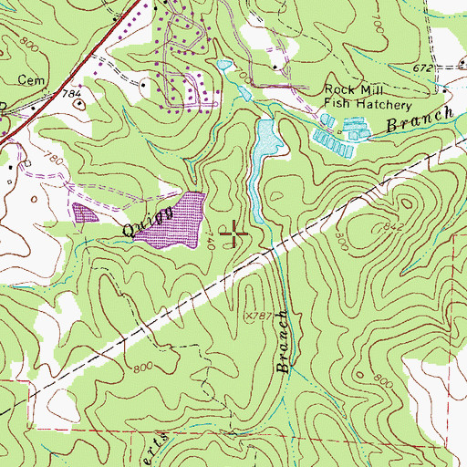 Topographic Map of Weaver Lake Dam, GA
