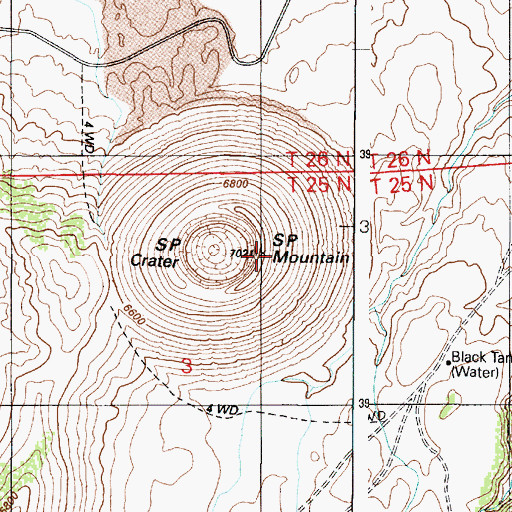 Topographic Map of S P Mountain, AZ