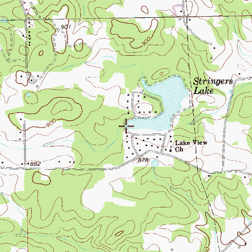 Topographic Map of Stringers Lake Dam, GA
